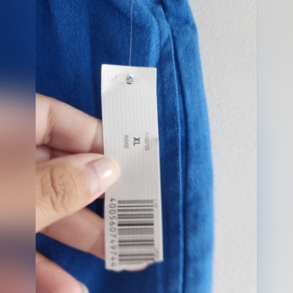 NWT Kim Rogers Blue Linen w/Floral Embroidery Pull On Ankle Pants size Large - Picture 5 of 8